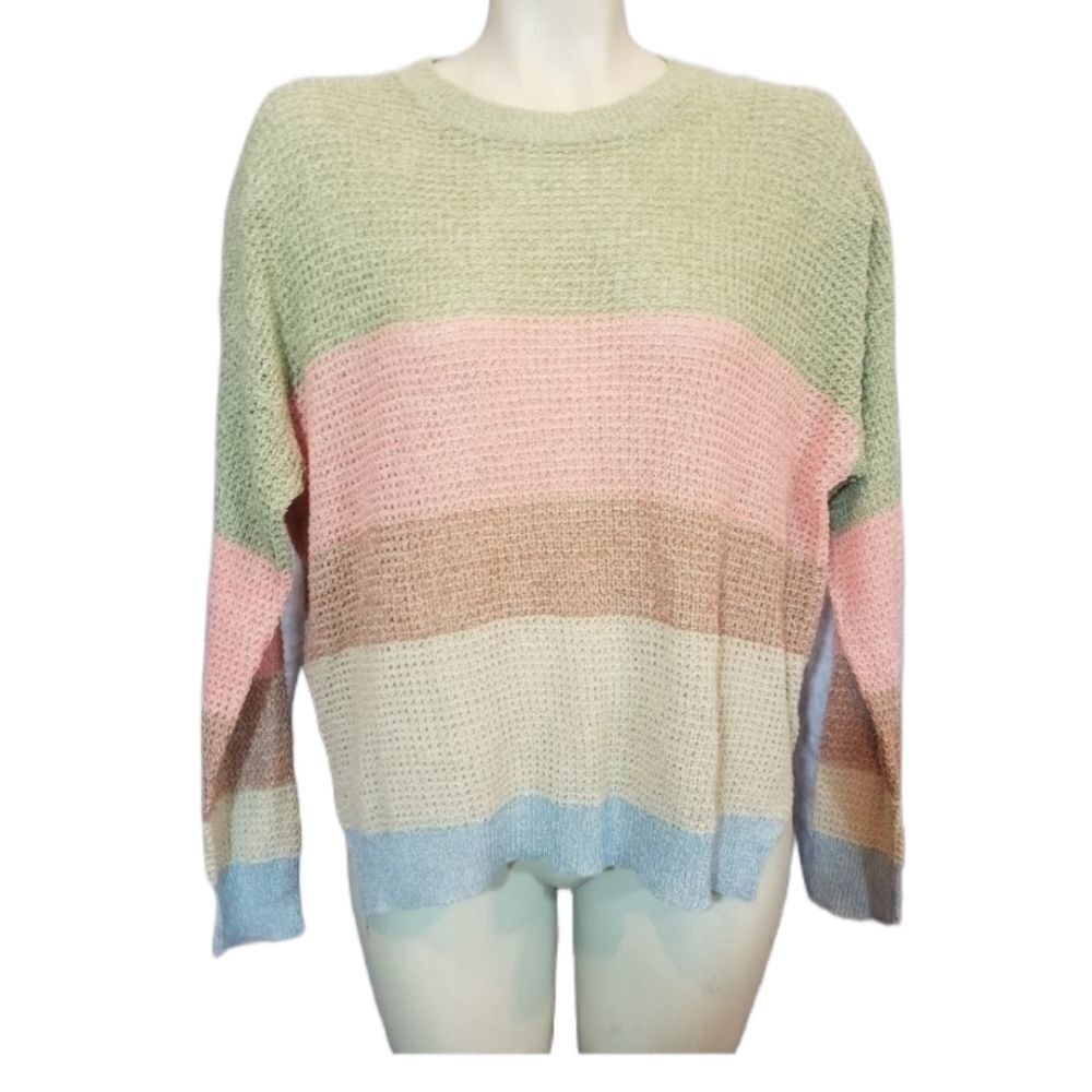 All in Favor Pastel Striped Sweater‎ Size Small